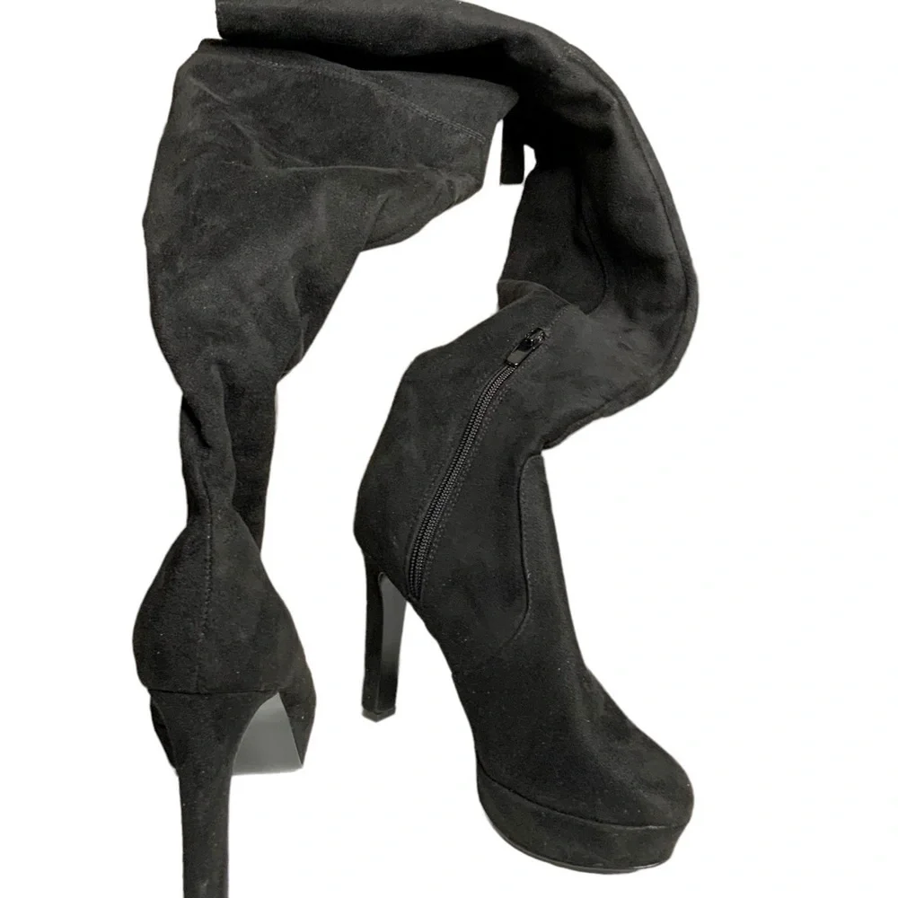 Nine West black over the knee sued boots. Size 6